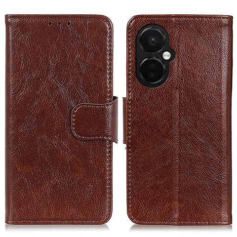 Coque Portefeuille Livre Cuir Etui Clapet N05P pour OnePlus Nord CE 3 5G Marron