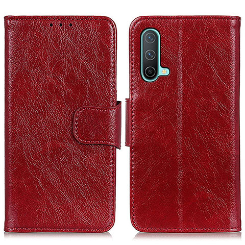 Coque Portefeuille Livre Cuir Etui Clapet N05P pour OnePlus Nord CE 5G Rouge