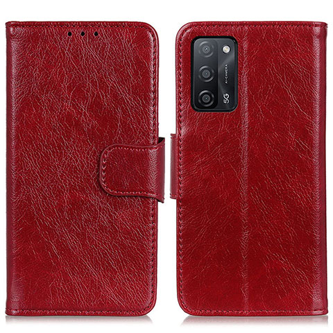 Coque Portefeuille Livre Cuir Etui Clapet N05P pour Oppo A56 5G Rouge