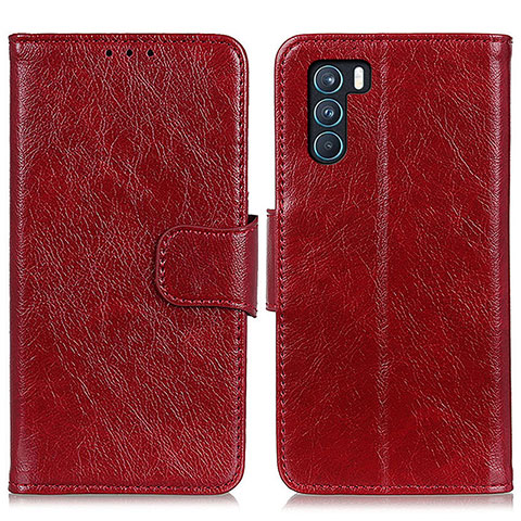 Coque Portefeuille Livre Cuir Etui Clapet N05P pour Oppo K9 Pro 5G Rouge