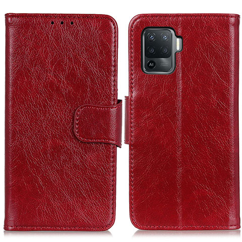 Coque Portefeuille Livre Cuir Etui Clapet N05P pour Oppo Reno5 F Rouge