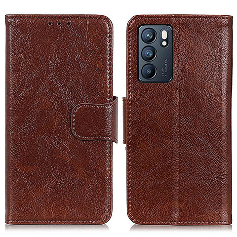 Coque Portefeuille Livre Cuir Etui Clapet N05P pour Oppo Reno6 5G Marron