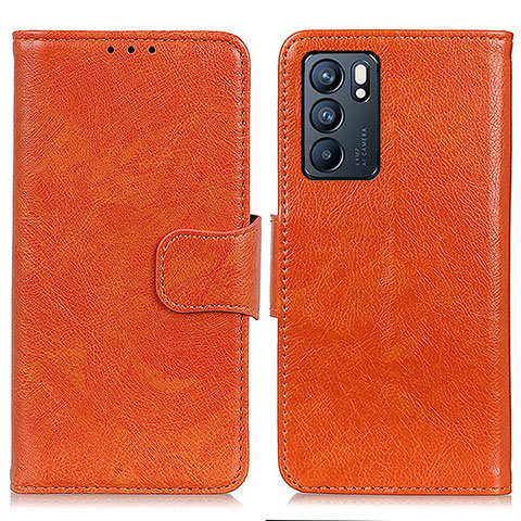 Coque Portefeuille Livre Cuir Etui Clapet N05P pour Oppo Reno6 5G Orange