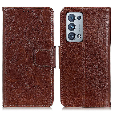 Coque Portefeuille Livre Cuir Etui Clapet N05P pour Oppo Reno6 Pro+ Plus 5G Marron