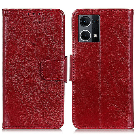 Coque Portefeuille Livre Cuir Etui Clapet N05P pour Oppo Reno7 4G Rouge