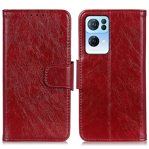 Coque Portefeuille Livre Cuir Etui Clapet N05P pour Oppo Reno7 Pro 5G Rouge