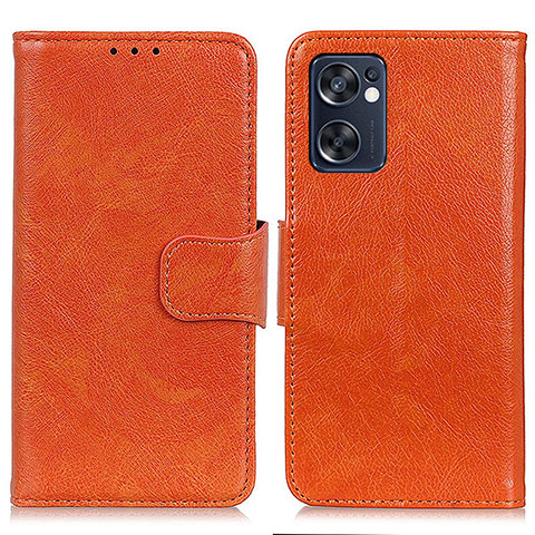 Coque Portefeuille Livre Cuir Etui Clapet N05P pour Oppo Reno7 SE 5G Orange