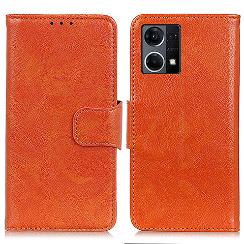 Coque Portefeuille Livre Cuir Etui Clapet N05P pour Oppo Reno8 4G Orange