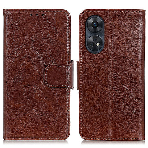 Coque Portefeuille Livre Cuir Etui Clapet N05P pour Oppo Reno8 T 4G Marron