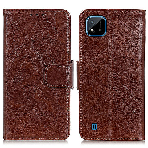 Coque Portefeuille Livre Cuir Etui Clapet N05P pour Realme C20 Marron