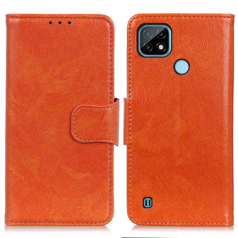 Coque Portefeuille Livre Cuir Etui Clapet N05P pour Realme C21 Orange