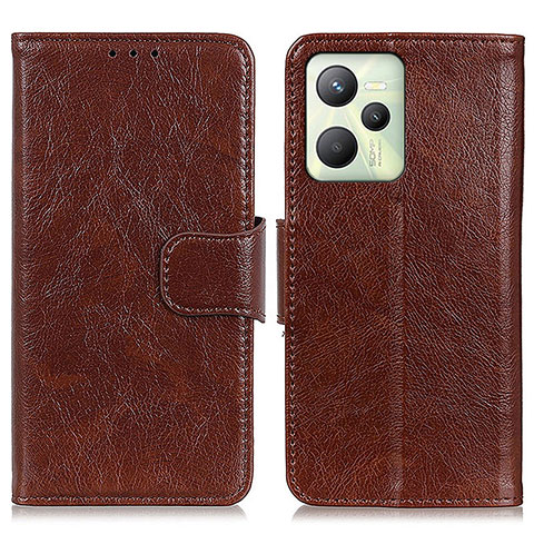 Coque Portefeuille Livre Cuir Etui Clapet N05P pour Realme Narzo 50A Prime Marron