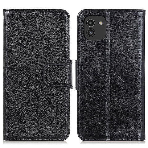 Coque Portefeuille Livre Cuir Etui Clapet N05P pour Samsung Galaxy A03 Noir