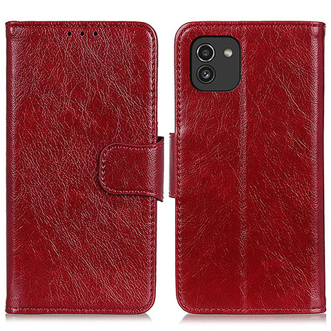 Coque Portefeuille Livre Cuir Etui Clapet N05P pour Samsung Galaxy A03 Rouge