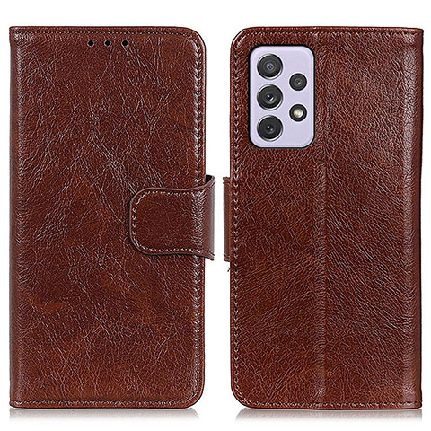 Coque Portefeuille Livre Cuir Etui Clapet N05P pour Samsung Galaxy A73 5G Marron