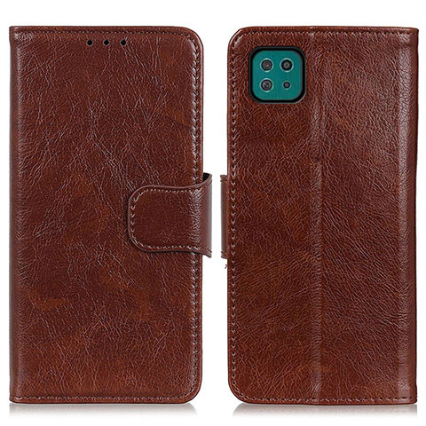 Coque Portefeuille Livre Cuir Etui Clapet N05P pour Samsung Galaxy F42 5G Marron