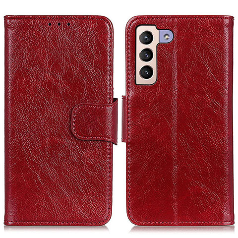 Coque Portefeuille Livre Cuir Etui Clapet N05P pour Samsung Galaxy S21 5G Rouge