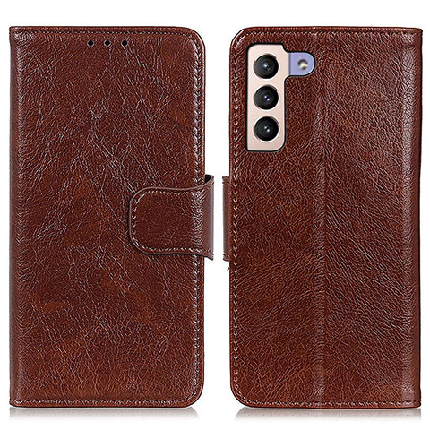 Coque Portefeuille Livre Cuir Etui Clapet N05P pour Samsung Galaxy S21 Plus 5G Marron