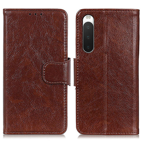 Coque Portefeuille Livre Cuir Etui Clapet N05P pour Sony Xperia 10 IV Marron