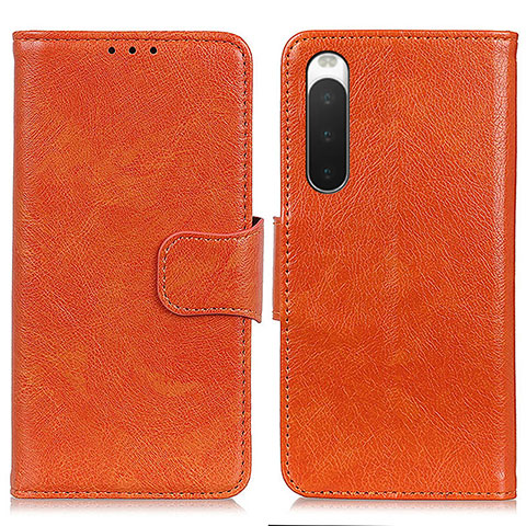 Coque Portefeuille Livre Cuir Etui Clapet N05P pour Sony Xperia 10 IV Orange