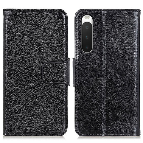 Coque Portefeuille Livre Cuir Etui Clapet N05P pour Sony Xperia 10 IV SO-52C Noir