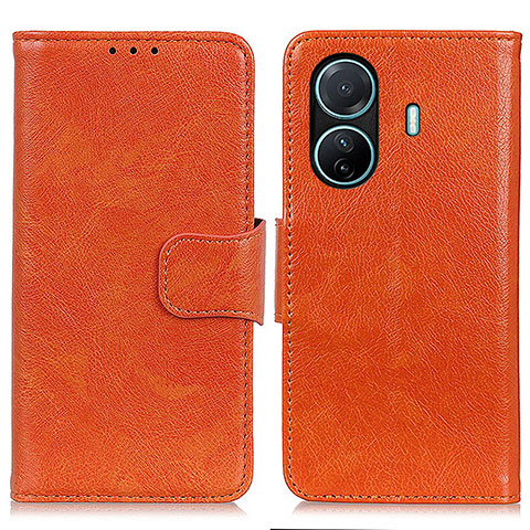 Coque Portefeuille Livre Cuir Etui Clapet N05P pour Vivo T1 5G Orange