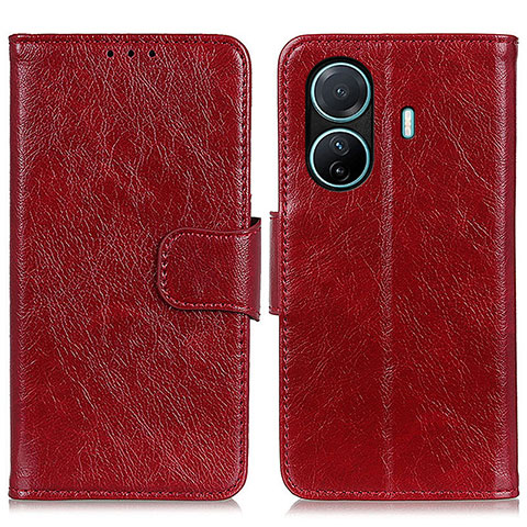 Coque Portefeuille Livre Cuir Etui Clapet N05P pour Vivo T1 5G Rouge