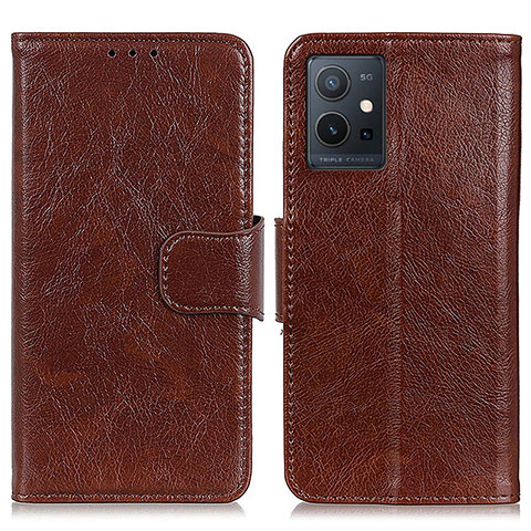 Coque Portefeuille Livre Cuir Etui Clapet N05P pour Vivo Y33e 5G Marron