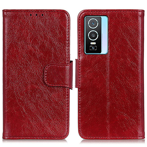 Coque Portefeuille Livre Cuir Etui Clapet N05P pour Vivo Y74s 5G Rouge