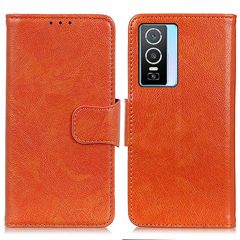 Coque Portefeuille Livre Cuir Etui Clapet N05P pour Vivo Y76s 5G Orange