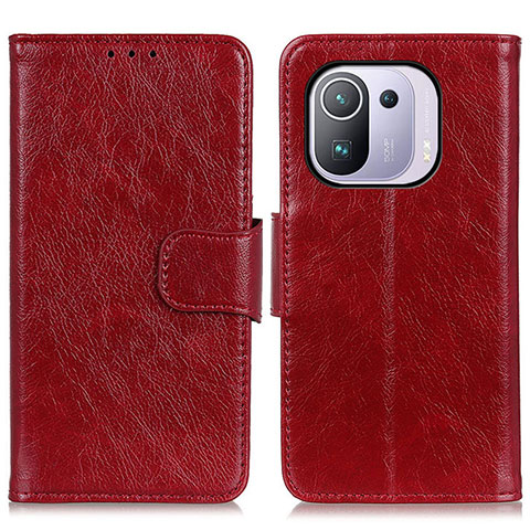 Coque Portefeuille Livre Cuir Etui Clapet N05P pour Xiaomi Mi 11 Pro 5G Rouge