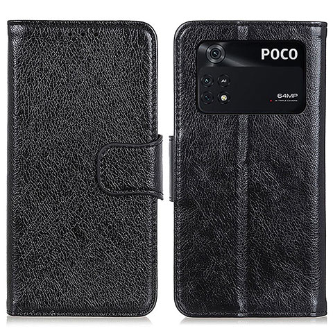 Coque Portefeuille Livre Cuir Etui Clapet N05P pour Xiaomi Poco M4 Pro 4G Noir