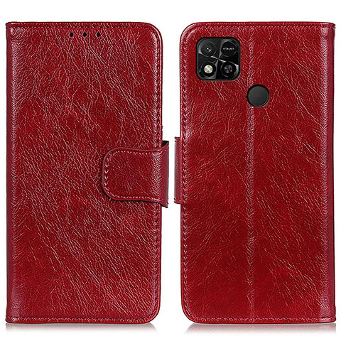 Coque Portefeuille Livre Cuir Etui Clapet N05P pour Xiaomi Redmi 9C NFC Rouge