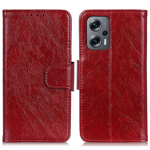 Coque Portefeuille Livre Cuir Etui Clapet N05P pour Xiaomi Redmi Note 11T Pro+ Plus 5G Rouge