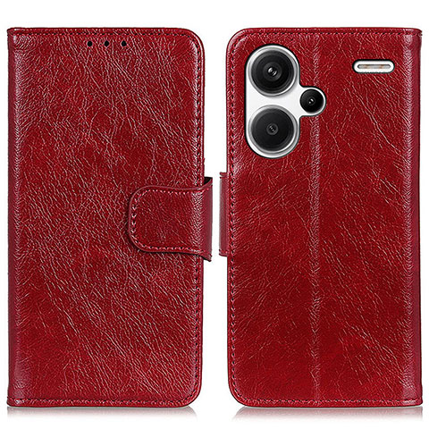 Coque Portefeuille Livre Cuir Etui Clapet N05P pour Xiaomi Redmi Note 13 Pro+ Plus 5G Rouge