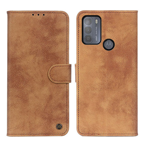 Coque Portefeuille Livre Cuir Etui Clapet N06P pour Motorola Moto G50 Marron