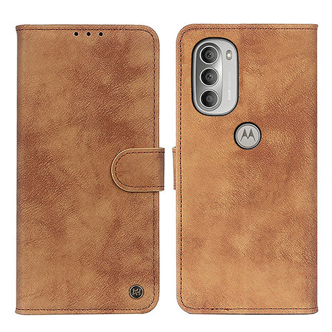 Coque Portefeuille Livre Cuir Etui Clapet N06P pour Motorola Moto G51 5G Marron