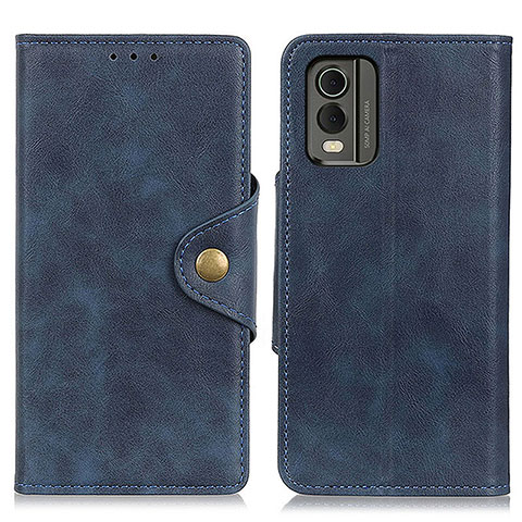 Coque Portefeuille Livre Cuir Etui Clapet N06P pour Nokia C210 Bleu