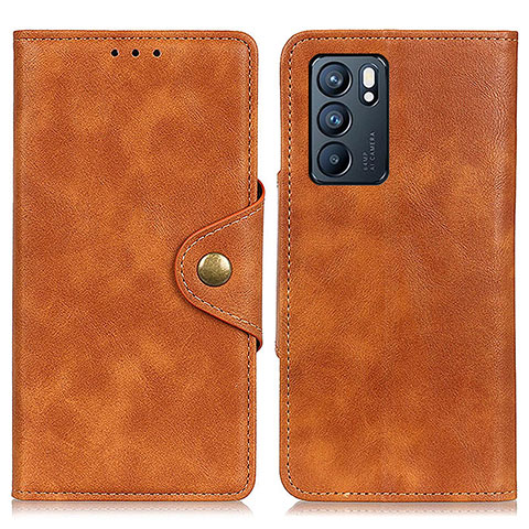 Coque Portefeuille Livre Cuir Etui Clapet N06P pour Oppo Reno6 5G Marron