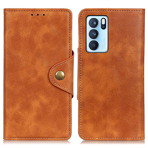 Coque Portefeuille Livre Cuir Etui Clapet N06P pour Oppo Reno6 Pro 5G India Marron