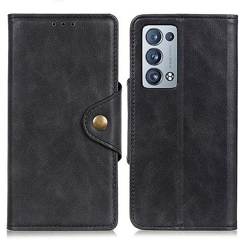 Coque Portefeuille Livre Cuir Etui Clapet N06P pour Oppo Reno6 Pro+ Plus 5G Noir