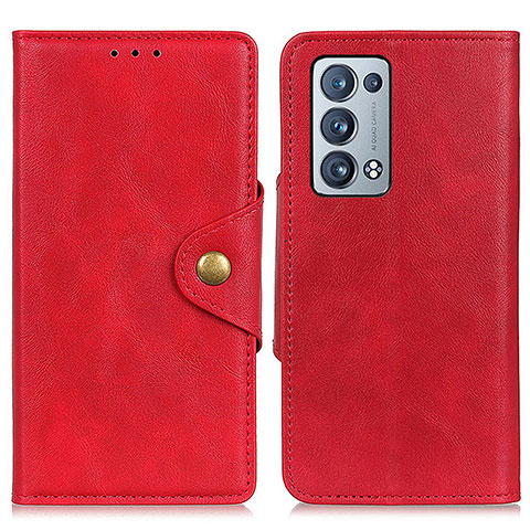 Coque Portefeuille Livre Cuir Etui Clapet N06P pour Oppo Reno6 Pro+ Plus 5G Rouge