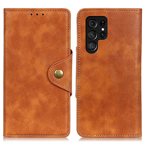 Coque Portefeuille Livre Cuir Etui Clapet N06P pour Samsung Galaxy S21 Ultra 5G Marron