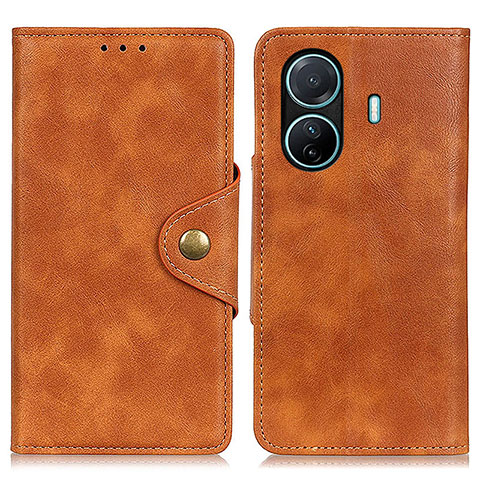 Coque Portefeuille Livre Cuir Etui Clapet N06P pour Vivo iQOO Z6 Pro 5G Marron