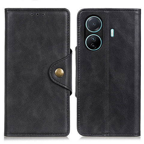 Coque Portefeuille Livre Cuir Etui Clapet N06P pour Vivo iQOO Z6 Pro 5G Noir