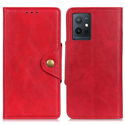 Coque Portefeuille Livre Cuir Etui Clapet N06P pour Vivo T1 5G India Rouge