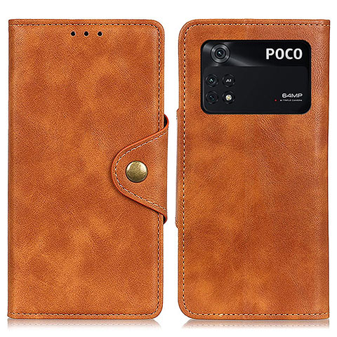 Coque Portefeuille Livre Cuir Etui Clapet N06P pour Xiaomi Poco M4 Pro 4G Marron