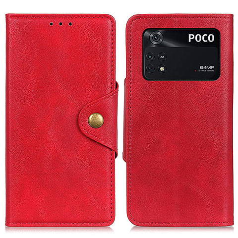 Coque Portefeuille Livre Cuir Etui Clapet N06P pour Xiaomi Poco M4 Pro 4G Rouge