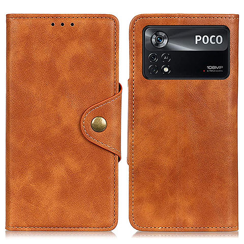 Coque Portefeuille Livre Cuir Etui Clapet N06P pour Xiaomi Poco X4 Pro 5G Marron