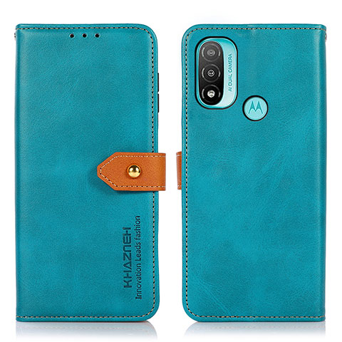 Coque Portefeuille Livre Cuir Etui Clapet N07P pour Motorola Moto E30 Cyan